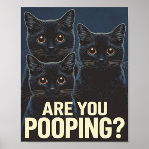 Grappige Zwarte Katten Poep Jij? Kattenliefhebbers Poster
