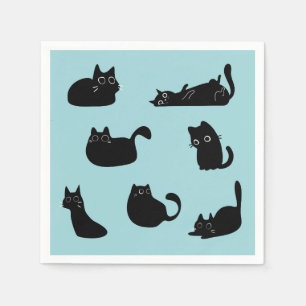 Grappige zwarte katten servet