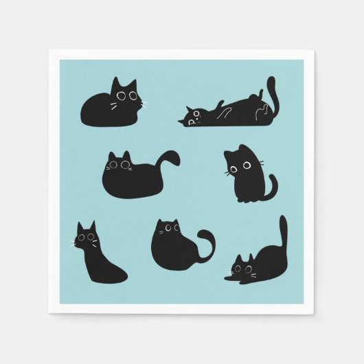 Grappige zwarte katten servet (Voorkant)