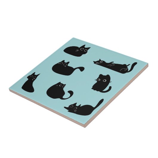 Grappige zwarte katten tegeltje (Zijkant)