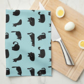 Grappige zwarte katten theedoek (Quarter Fold)