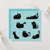 Grappige zwarte katten verjaardag kaart (Voorkant / Achterkant in situ)