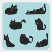 Grappige zwarte katten vierkante sticker (Voorkant)