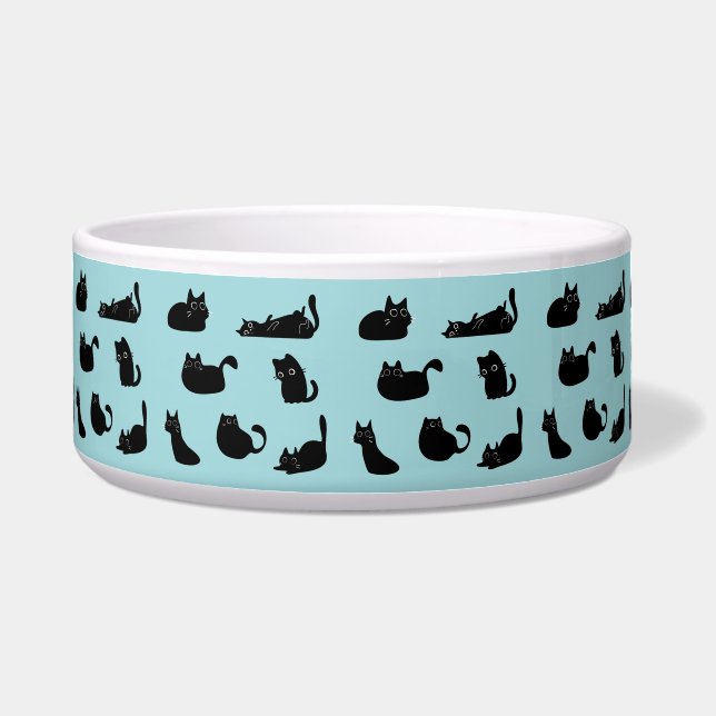 Grappige zwarte katten voerbakje (Voorkant)