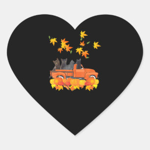 Grappige zwarte katten vrachtwagen herfst pompoen hart sticker