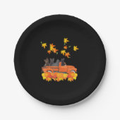 Grappige zwarte katten vrachtwagen herfst pompoen  papieren bordje (Voorkant)