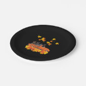 Grappige zwarte katten vrachtwagen herfst pompoen  papieren bordje (Gekanteld)