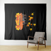 Grappige zwarte katten vrachtwagen herfst pompoen  wandkleed (In Situ (horizontaal))