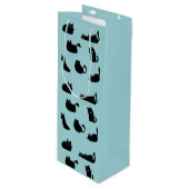 Grappige zwarte katten wijn cadeautas (Voorkant Gekanteld)
