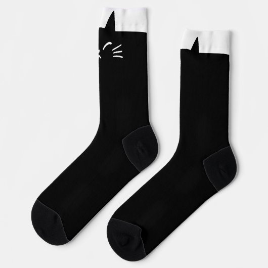 Grappige zwarte kattenhoofd Sokken (Links)