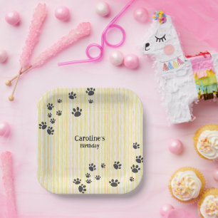 Grappige zwarte kattenpootjes Dierenvriend Verjaar Papieren Bordje