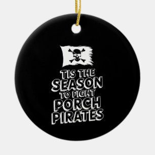 Grappige Zwarte Kerst - Anti Porch Pirate Keramisch Ornament