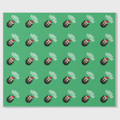 Grappige zwarte kerstkat gepersonaliseerde kerst cadeaupapier (Vlak)