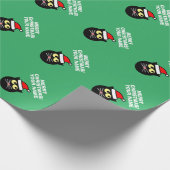 Grappige zwarte kerstkat gepersonaliseerde kerst cadeaupapier (Hoek)