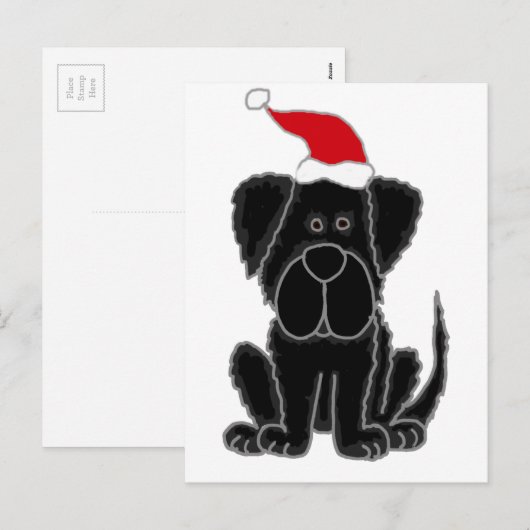 Grappige Zwarte Kerstmis van de Hond van Feestdagenkaart (Voorkant / Achterkant)