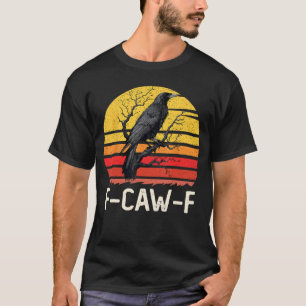 Grappige zwarte kraai gezicht zwarte vogel retro g t-shirt