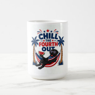 Grappige Zwarte Lab Chill de Vierde Patriottische Koffiemok