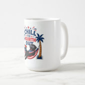 Grappige Zwarte Lab Chill de Vierde Patriottische Koffiemok (Voorkant rechts)