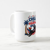 Grappige Zwarte Lab Chill de Vierde Patriottische Koffiemok (Voorkant links)