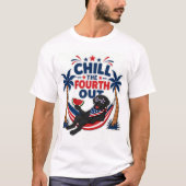 Grappige Zwarte Lab Chill de Vierde Patriottische T-shirt (Voorkant)