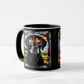 Grappige Zwarte Lab Gemailleerde Glas Koffiemok Mok (Voorkant links)