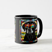 Grappige Zwarte Lab Gemailleerde Glas Koffiemok Mok (Voorkant rechts)