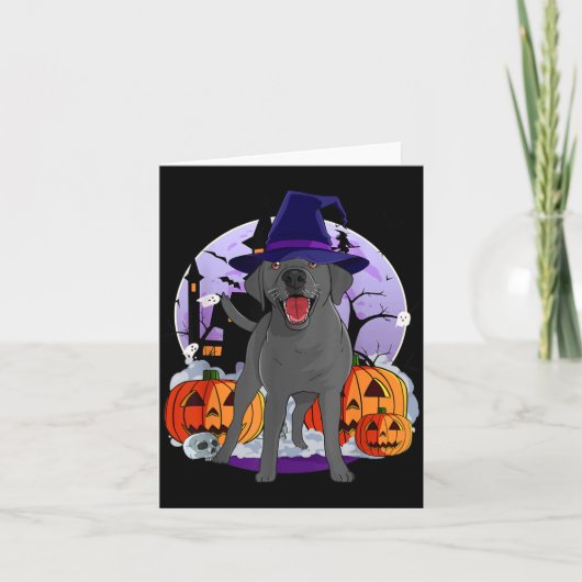 Grappige Zwarte Lab Labrador Hond Halloween Heks Kaart (Voorkant)