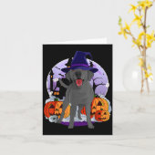Grappige Zwarte Lab Labrador Hond Halloween Heks Kaart (Gele Bloem)