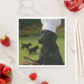 Grappige Zwarte Labrador BBQ ChefZomer Dinner Servet (Insitu)