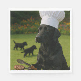 Grappige Zwarte Labrador BBQ ChefZomer Dinner Servet