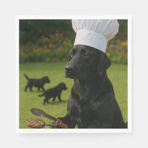 Grappige Zwarte Labrador BBQ ChefZomer Dinner Servet