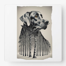 Grappige zwarte labrador houtskool tekening