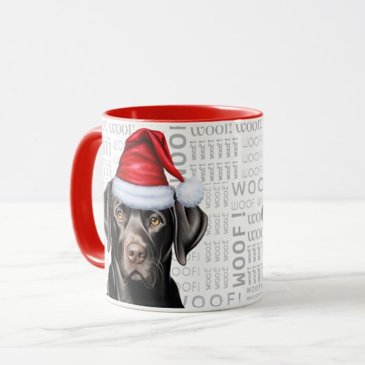 Grappige zwarte labrador retriever kersthond mok (Voorkant links)