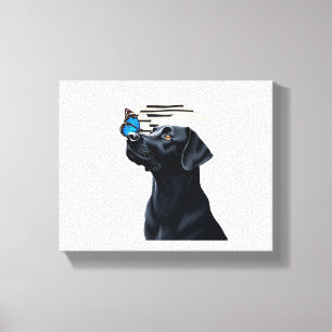 Grappige Zwarte Labrador Retriever Lab Hond Baasje Canvas Afdruk