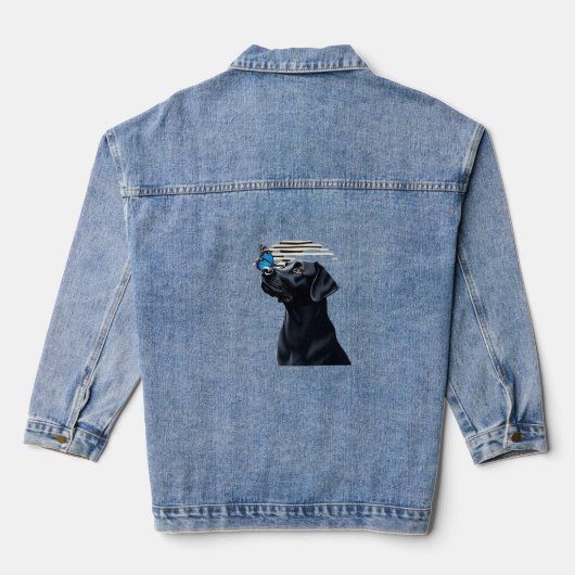 Grappige Zwarte Labrador Retriever Lab Hond Baasje Denim Jacket (Achterkant)