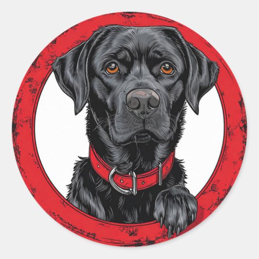 Grappige zwarte labrador ronde sticker (Voorkant)