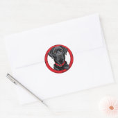 Grappige zwarte labrador ronde sticker (Envelop)