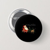 Grappige Zwarte Mond Cur Hond Kerstman Kerst Wa Ronde Button 5,7 Cm (Voorkant /achterkant)