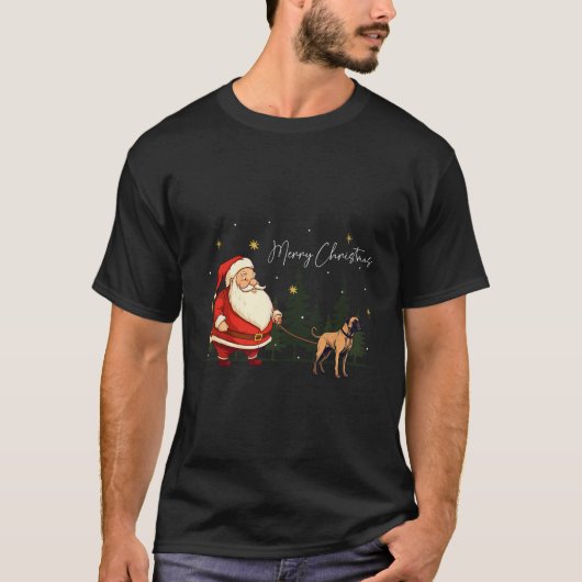 Grappige Zwarte Mond Cur Hond Kerstman Kerst Wa T-shirt (Voorkant)
