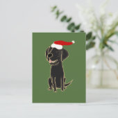 Grappige zwarte platte gecoate Retriever Christmas Feestdagenkaart (Staand voorkant)