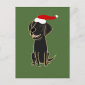 Grappige zwarte platte gecoate Retriever Christmas Feestdagenkaart (Voorkant)