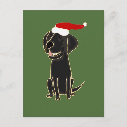 Grappige zwarte platte gecoate Retriever Christmas Feestdagenkaart (Voorkant)