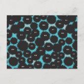 Grappige zwarte pluizige monsters aankondigingskaart (Voorkant)