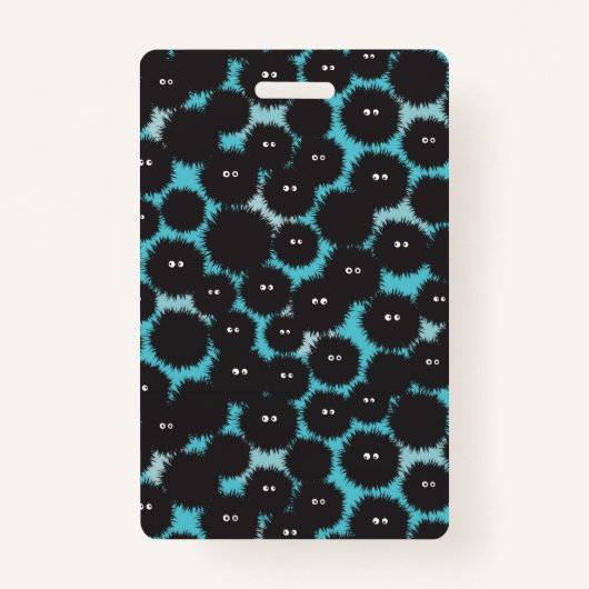 Grappige zwarte pluizige monsters badge (Voorkant)