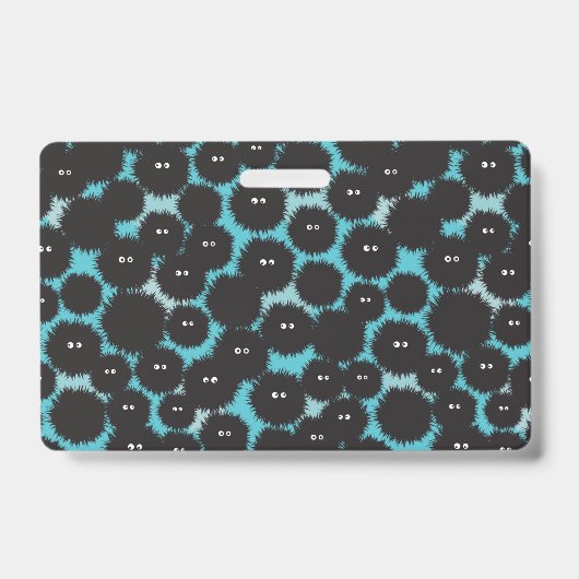 Grappige zwarte pluizige monsters badge (Voorzijde)