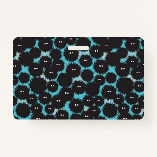 Grappige zwarte pluizige monsters badge (Voorkant)