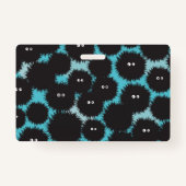 Grappige zwarte pluizige monsters badge (Achterkant)