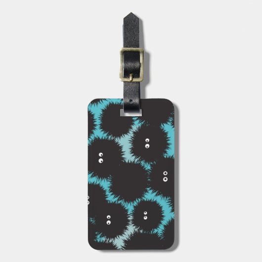 Grappige zwarte pluizige monsters bagagelabel (Voorkant verticaal)