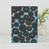 Grappige zwarte pluizige monsters bedankkaart (Staand voorkant)