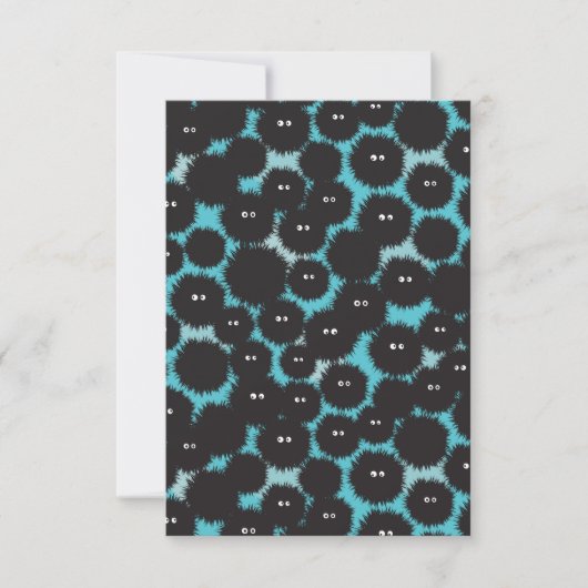 Grappige zwarte pluizige monsters bedankkaart (Voorkant)